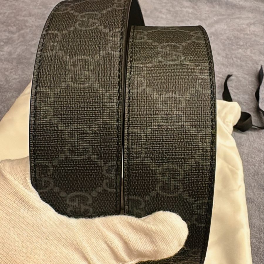 GUCCI 男款銀扣腰帶 95cm-2