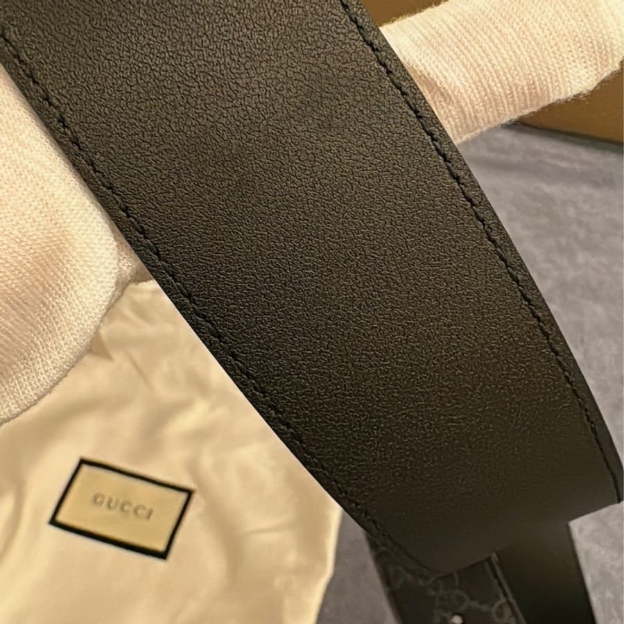 GUCCI 男款銀扣腰帶 95cm-4