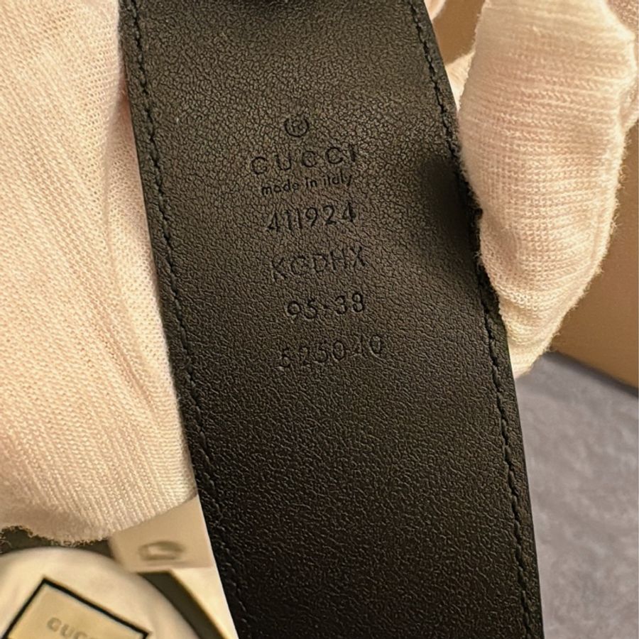 GUCCI 男款銀扣腰帶 95cm-5