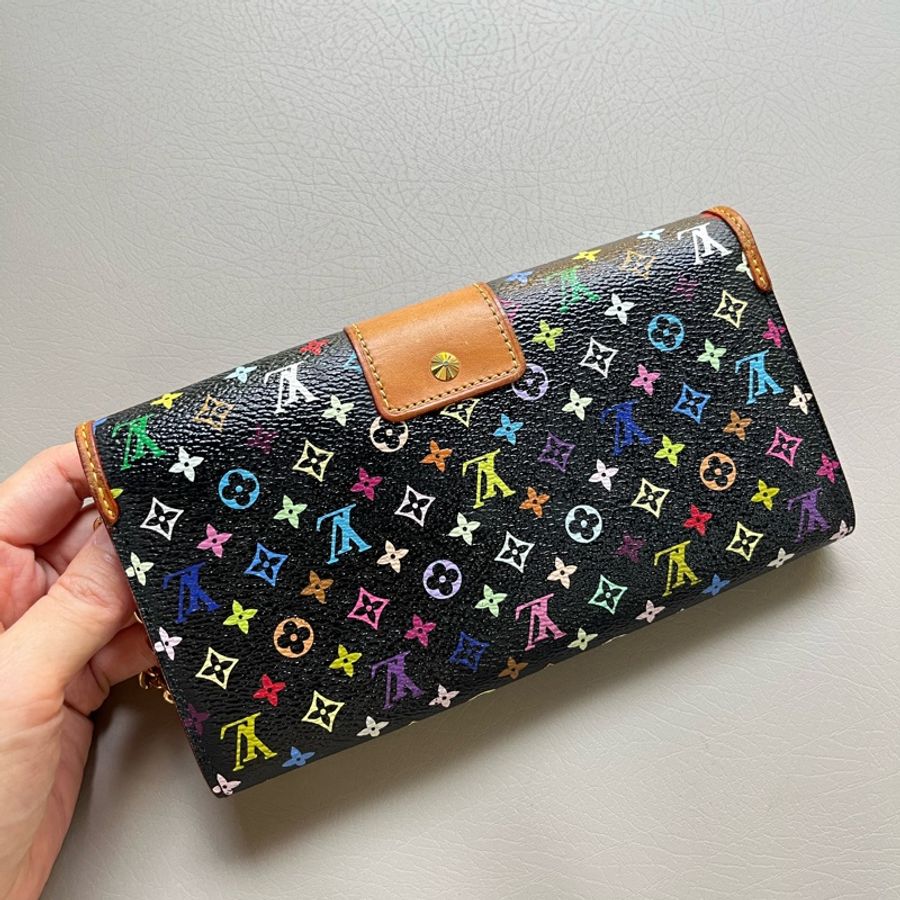 LV 限量款村上隆黑彩長夾-11