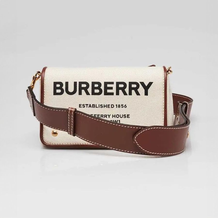 ［雙11限定價］Burberry Horseferry牛皮帆布翻蓋斜背包-0