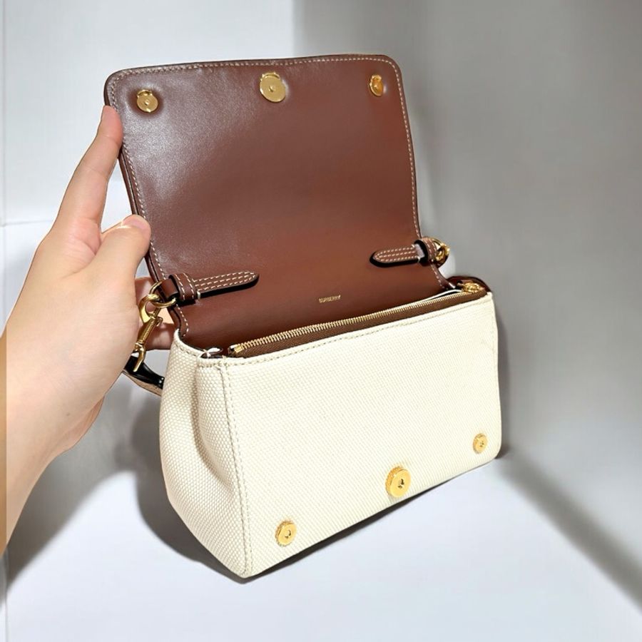 ［雙11限定價］Burberry Horseferry牛皮帆布翻蓋斜背包-11