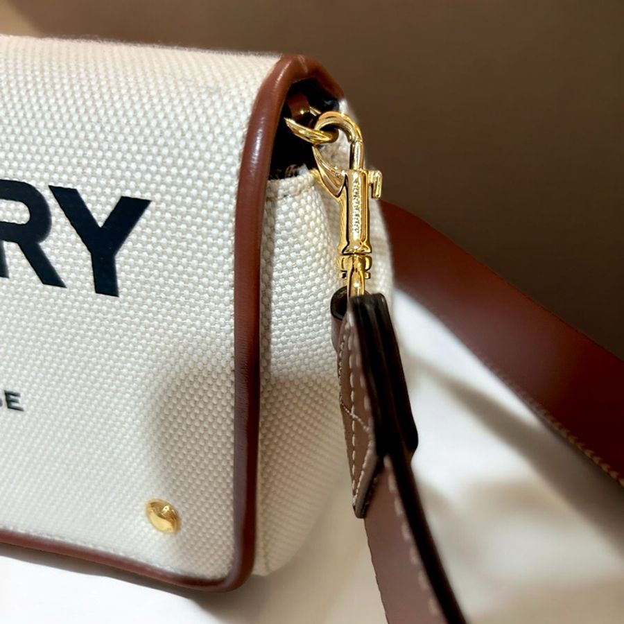 ［雙11限定價］Burberry Horseferry牛皮帆布翻蓋斜背包-13