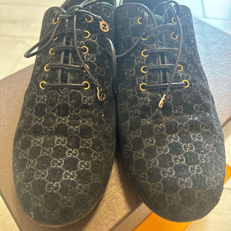 GUCCI 二手絨布牛津鞋-1