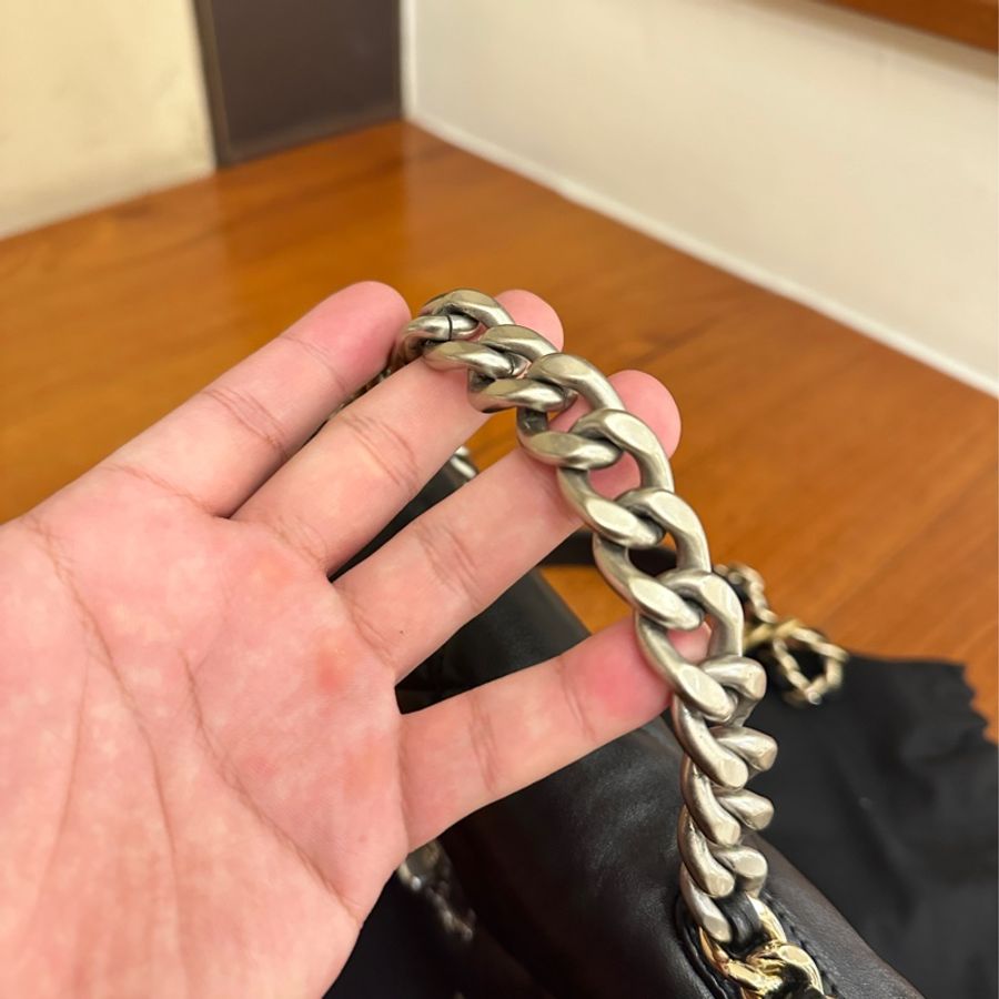 CHANEL 黑菱格19銀釦26-8