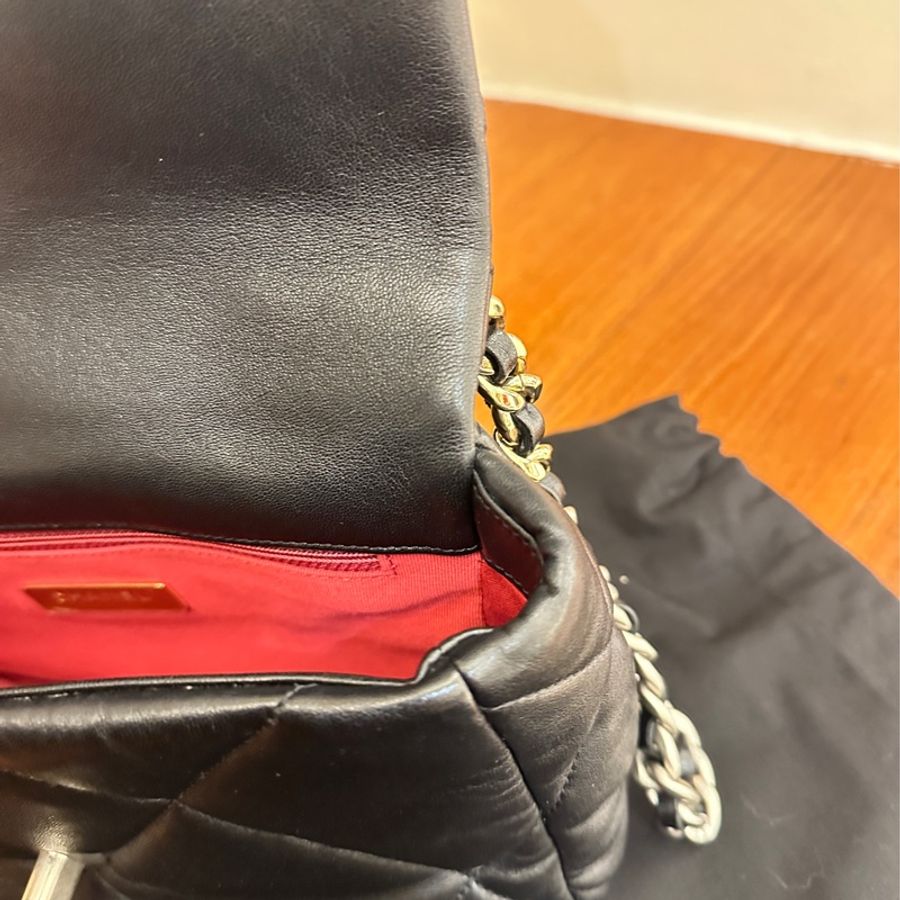 CHANEL 黑菱格19銀釦26-11