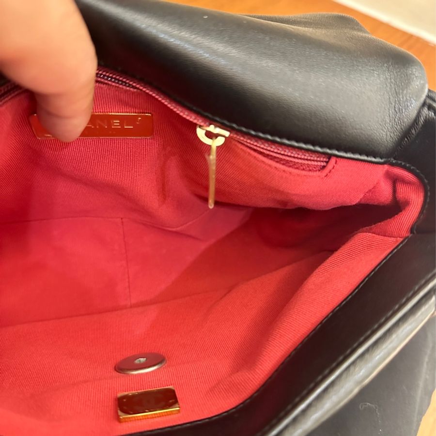 CHANEL 黑菱格19銀釦26-20