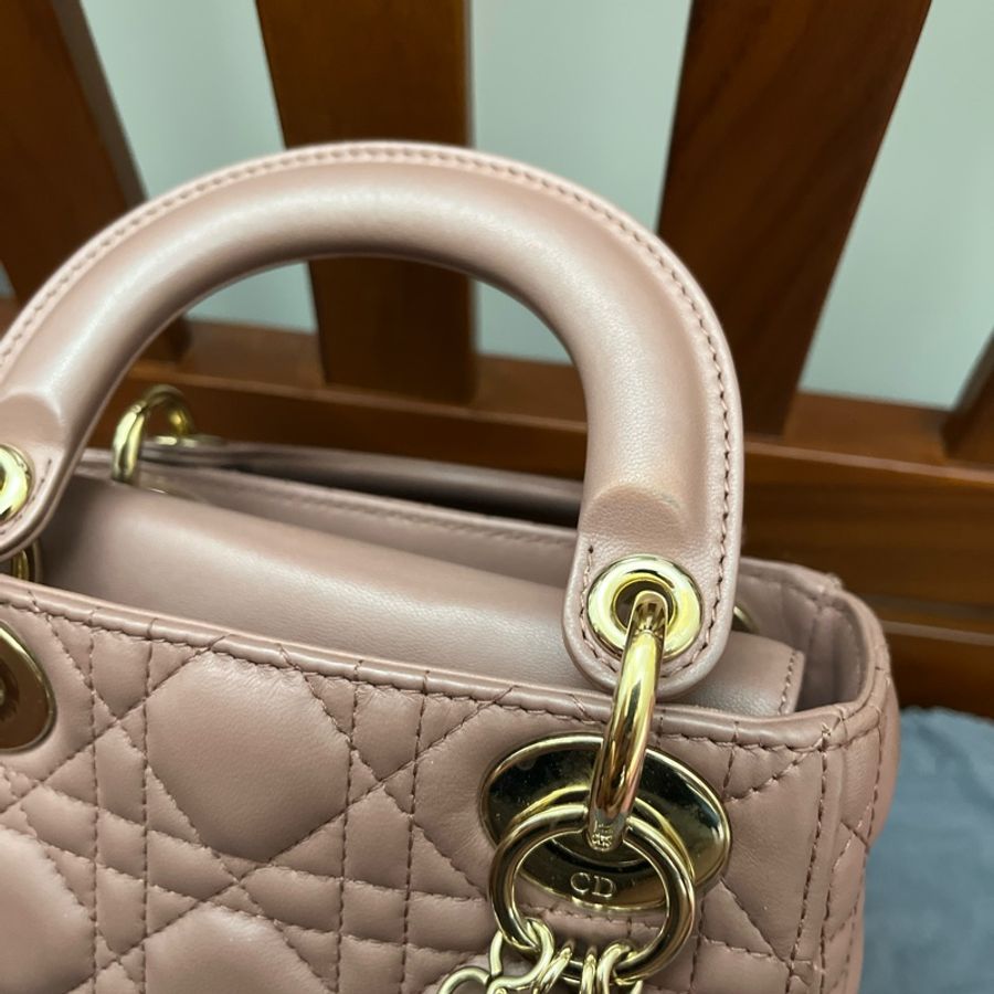 mini lady dior 乾燥玫瑰色-13