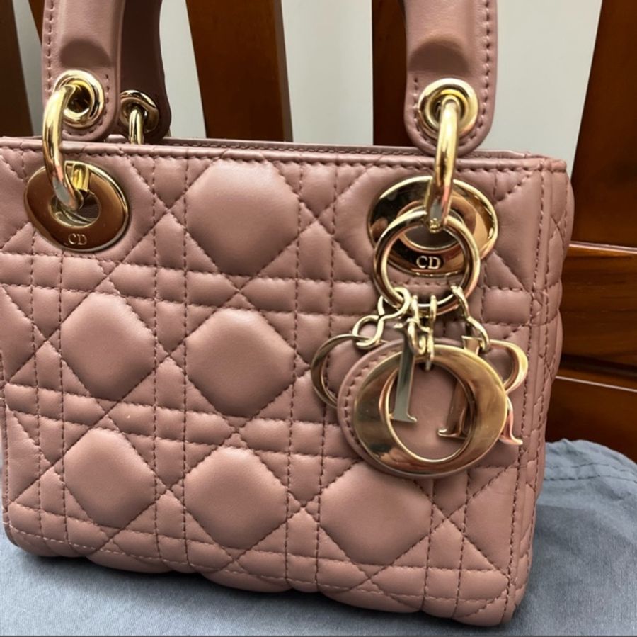 mini lady dior 乾燥玫瑰色-0