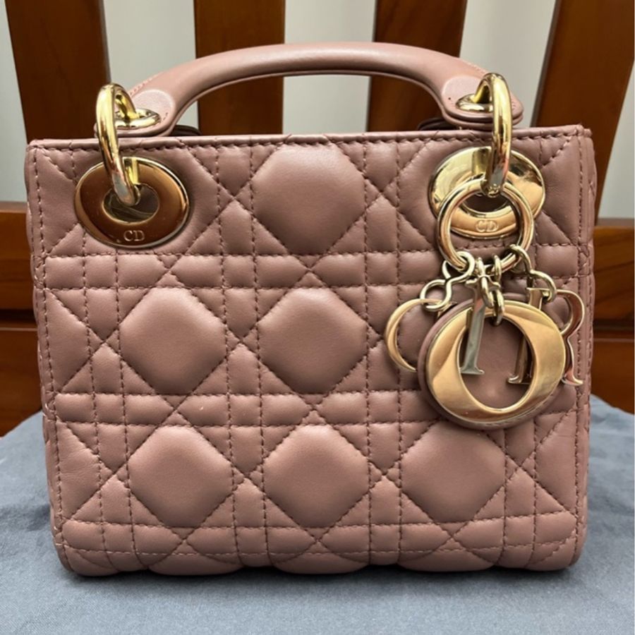 mini lady dior 乾燥玫瑰色-1