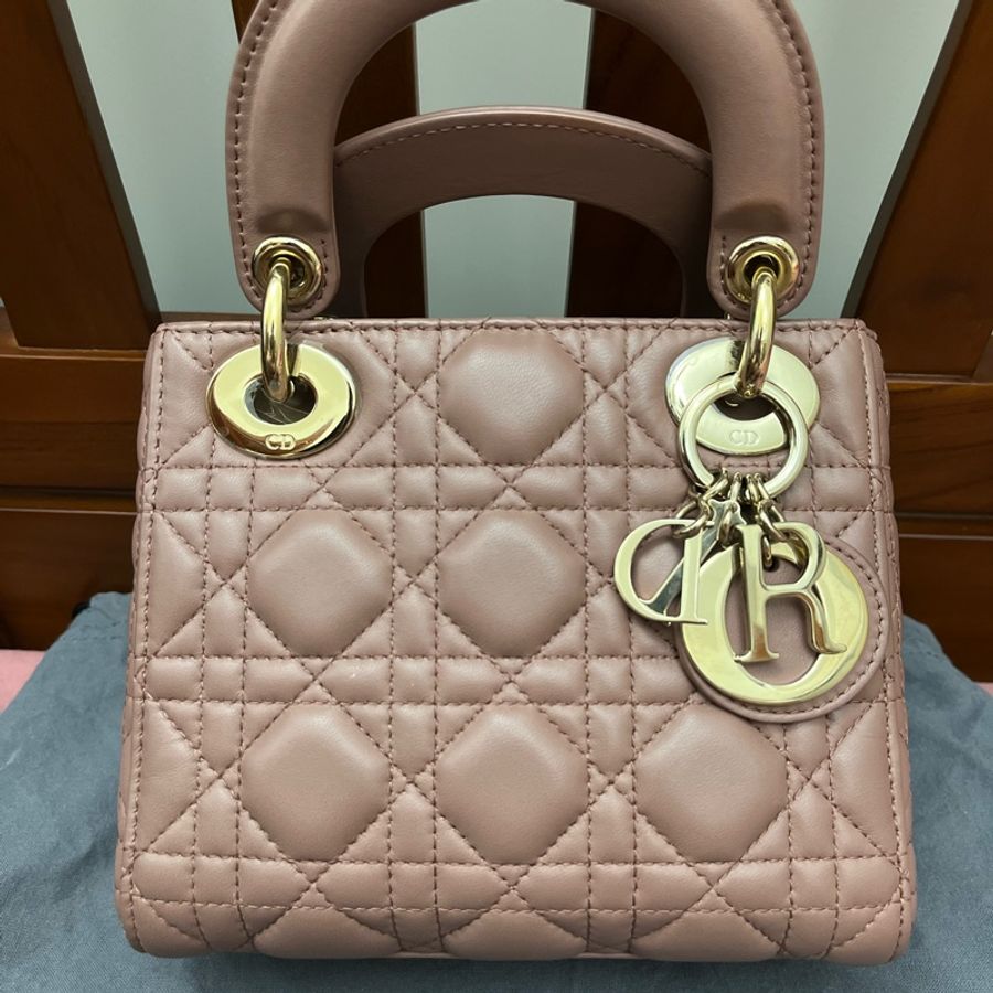 mini lady dior 乾燥玫瑰色-5