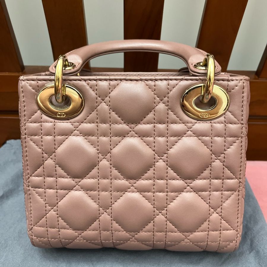 mini lady dior 乾燥玫瑰色-6