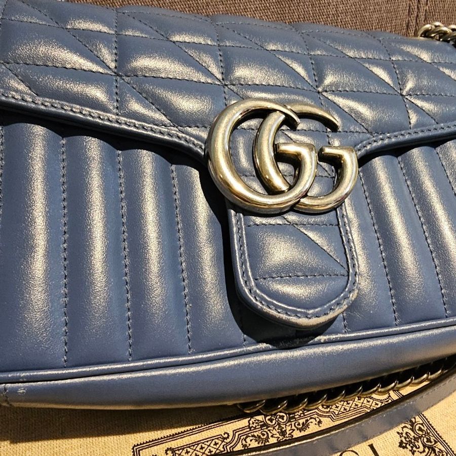 Gucci 馬夢鏈條扣式斜背/肩背中古包-15