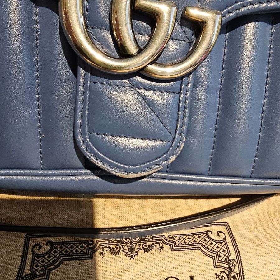 Gucci 馬夢鏈條扣式斜背/肩背中古包-17