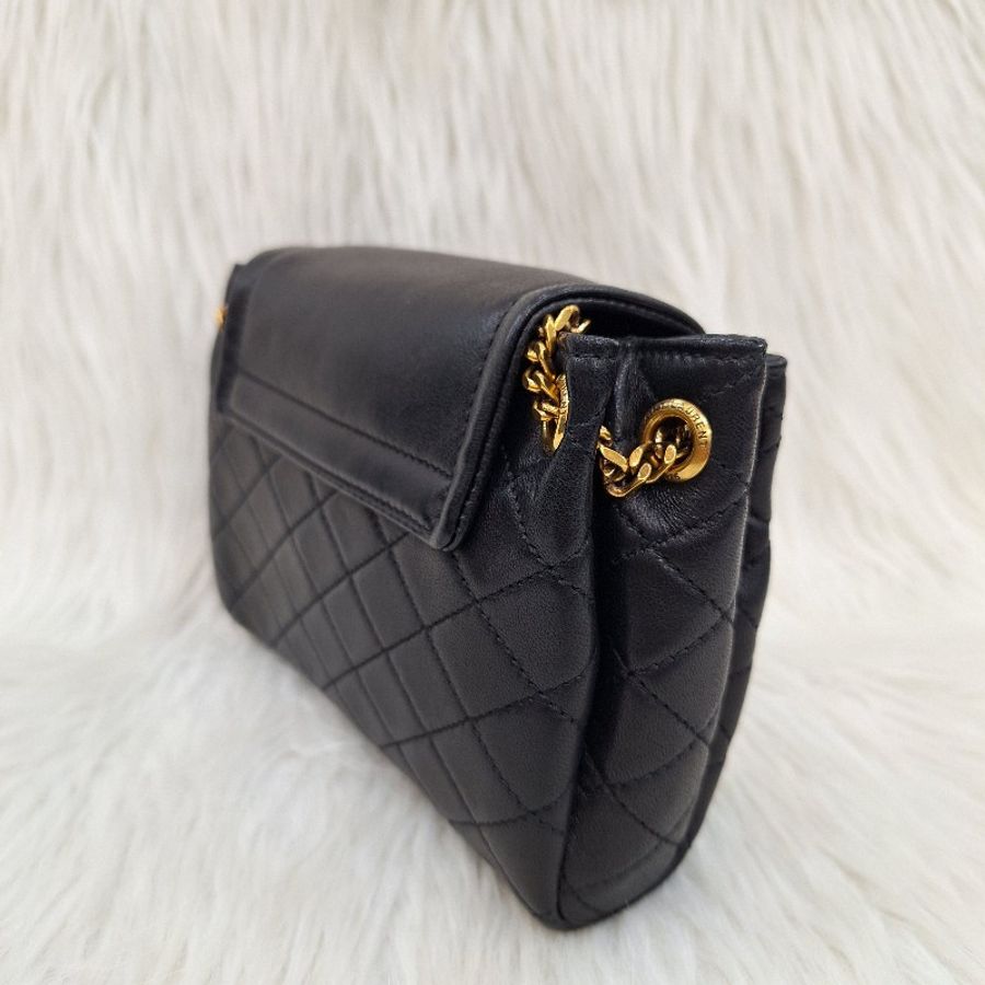 YSL SAINT LAURENT NOLITA MINI 黑色羊皮金鍊 肩背斜背包-8