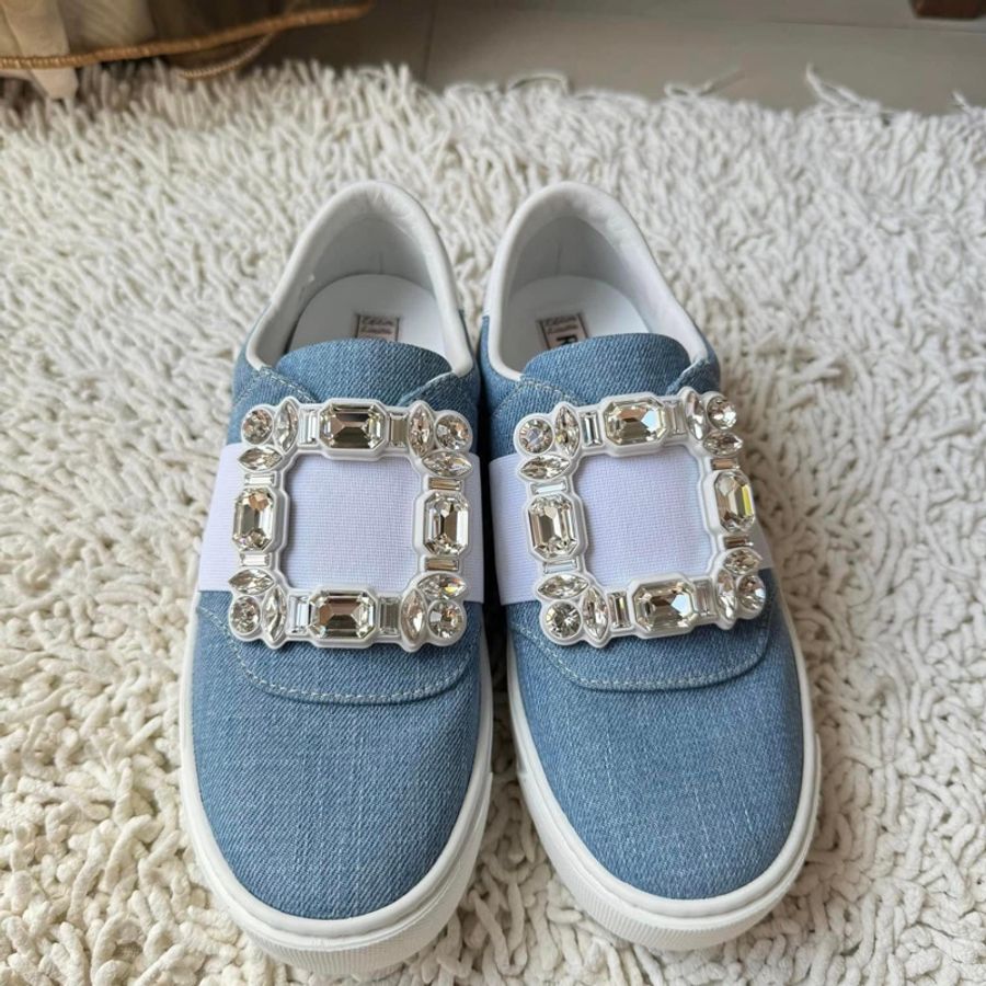 RV Very Vivier 2023七夕限定鑽扣牛仔布運動休閒鞋 SZ:37-9