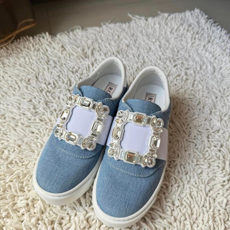 RV Very Vivier 2023七夕限定鑽扣牛仔布運動休閒鞋 SZ:37-10