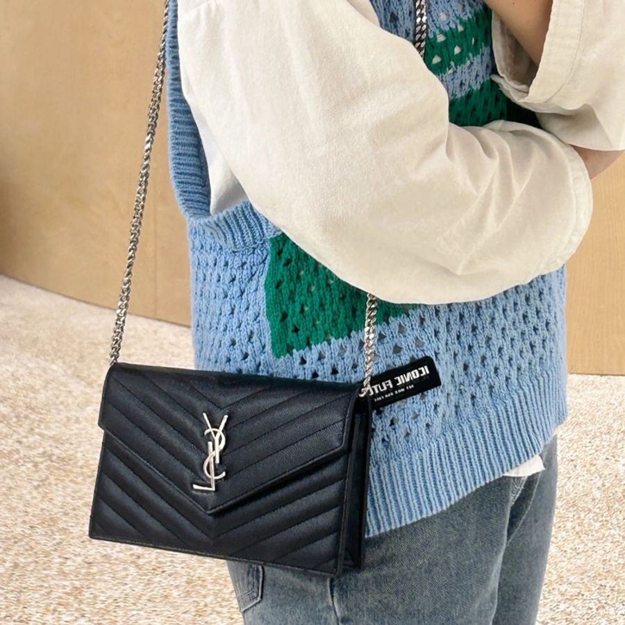 YSL 🌟聖羅蘭woc 19公分 百搭時髦不退流行鏈條包 信封包-1
