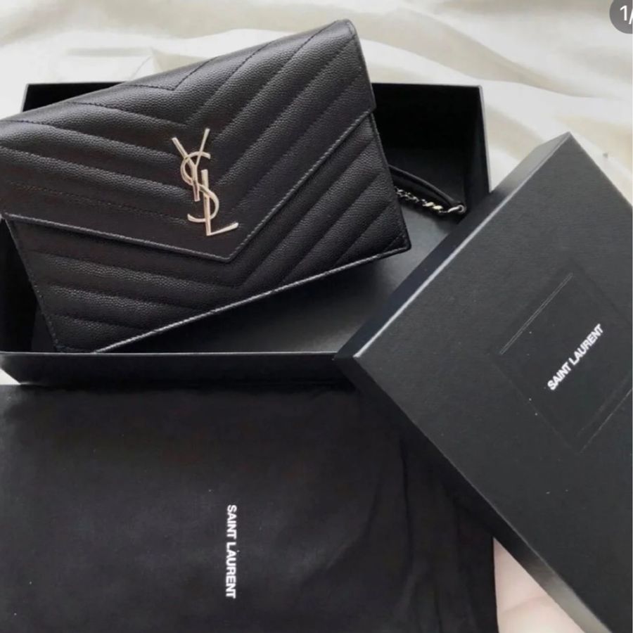 YSL 🌟聖羅蘭woc 19公分 百搭時髦不退流行鏈條包 信封包-2