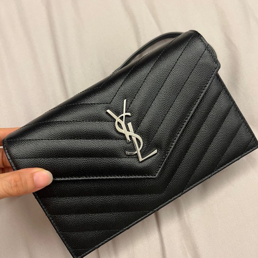 YSL 🌟聖羅蘭woc 19公分 百搭時髦不退流行鏈條包 信封包-5