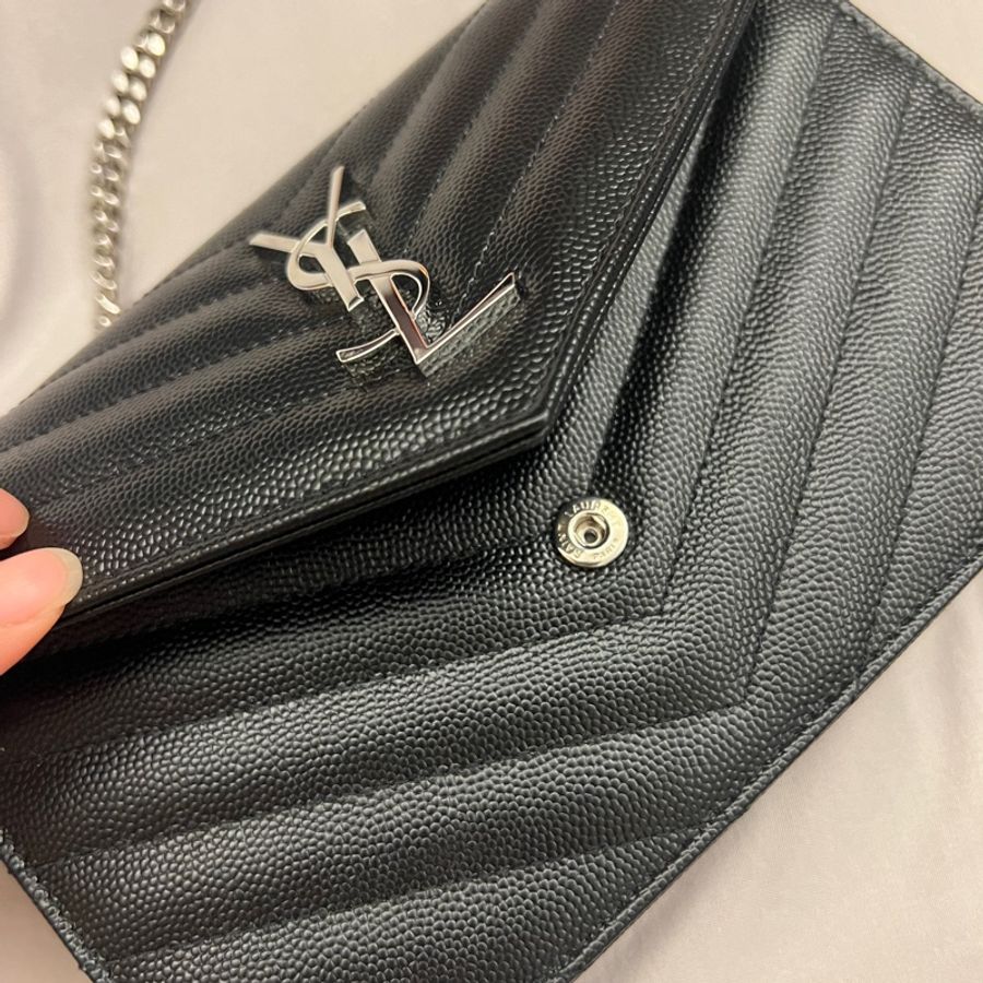 YSL 🌟聖羅蘭woc 19公分 百搭時髦不退流行鏈條包 信封包-10