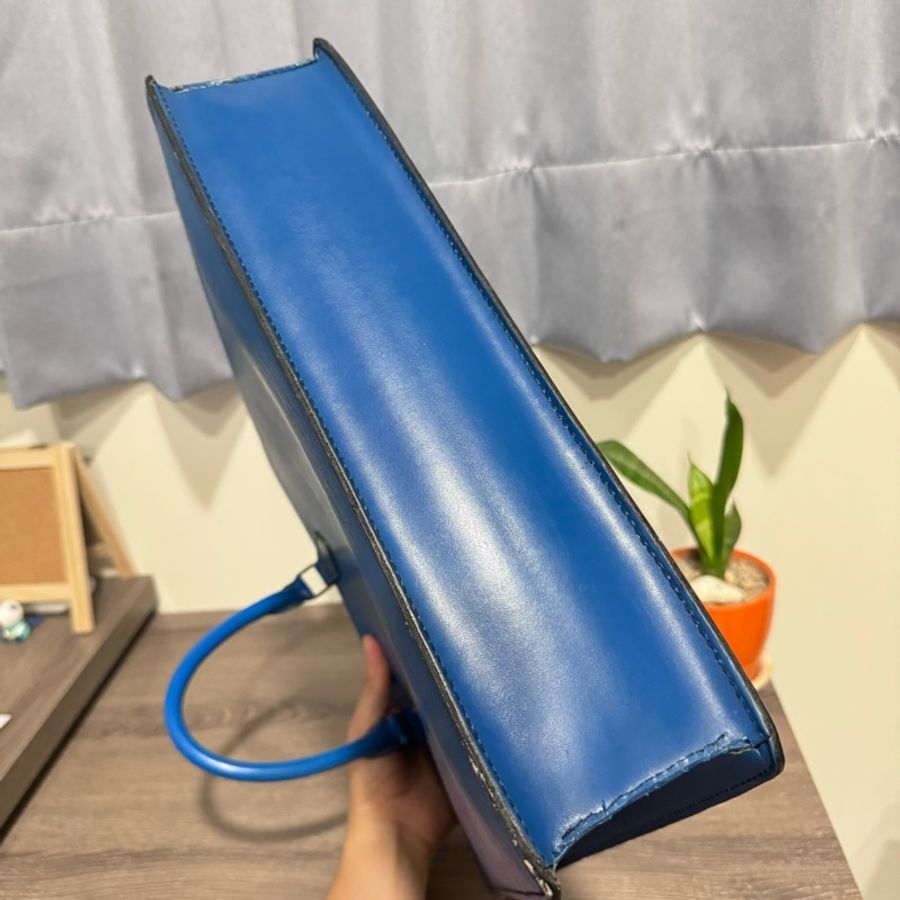 《限時降價》LV 路易威登 手提包 托特包 藍色 琴譜包 水波紋 公事包 電腦包 Louis Vuitton vintage 男包 女包-4