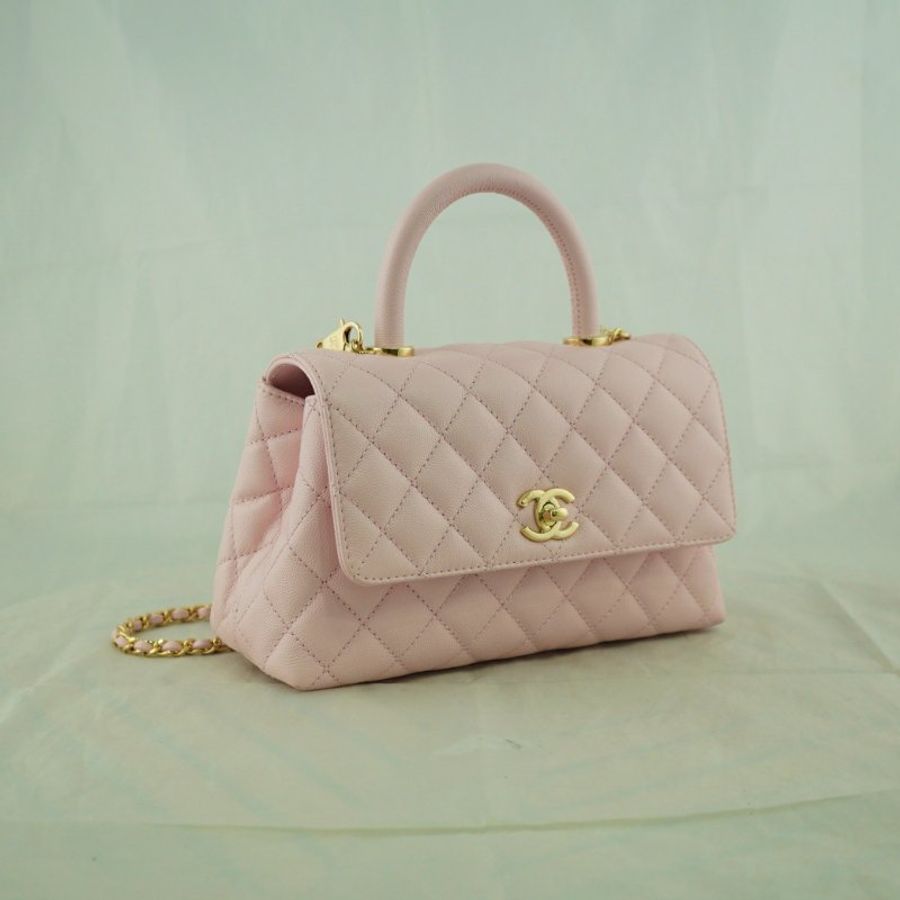CHANEL 香奈兒 MINI COCO HANDLE 櫻花粉魚子醬 手提包 斜背包 肩背包(附購證)-7