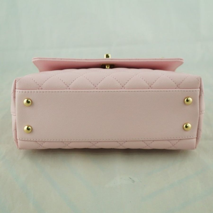 CHANEL 香奈兒 MINI COCO HANDLE 櫻花粉魚子醬 手提包 斜背包 肩背包(附購證)-10