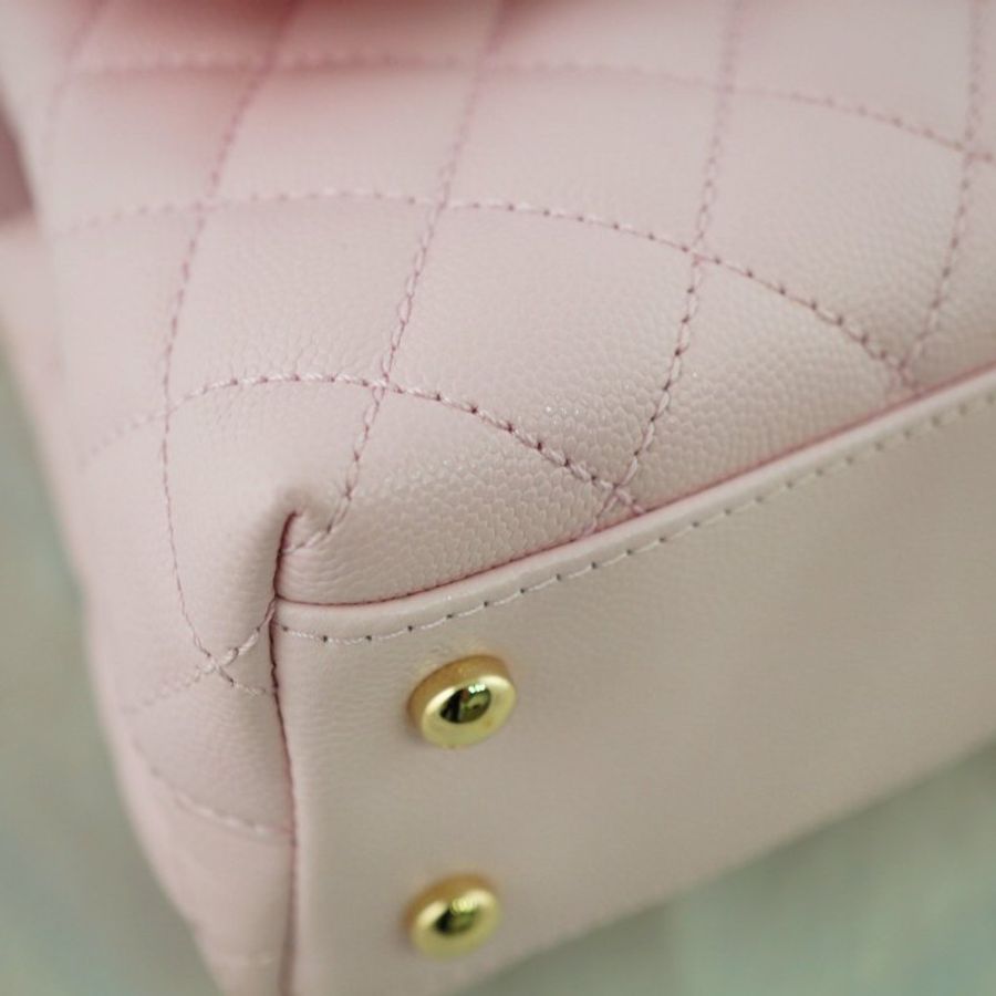 CHANEL 香奈兒 MINI COCO HANDLE 櫻花粉魚子醬 手提包 斜背包 肩背包(附購證)-13