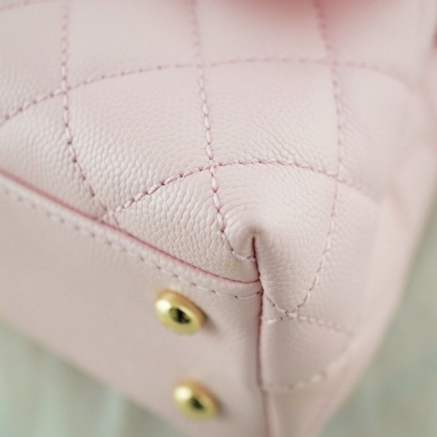 CHANEL 香奈兒 MINI COCO HANDLE 櫻花粉魚子醬 手提包 斜背包 肩背包(附購證)-14