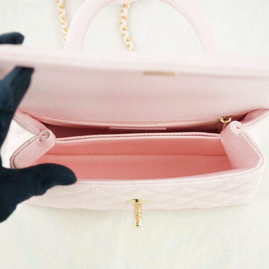 CHANEL 香奈兒 MINI COCO HANDLE 櫻花粉魚子醬 手提包 斜背包 肩背包(附購證)-20