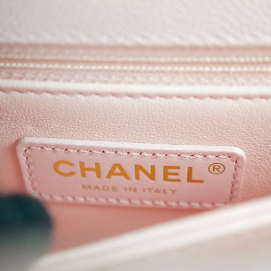 CHANEL 香奈兒 MINI COCO HANDLE 櫻花粉魚子醬 手提包 斜背包 肩背包(附購證)-21