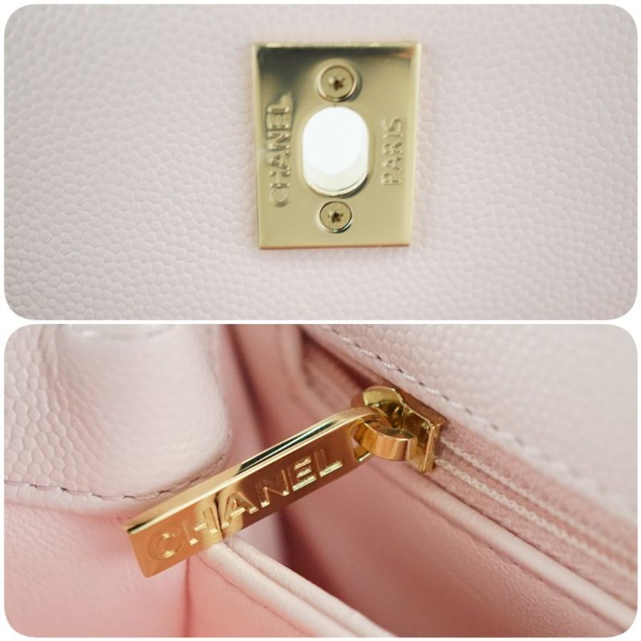 CHANEL 香奈兒 MINI COCO HANDLE 櫻花粉魚子醬 手提包 斜背包 肩背包(附購證)-23
