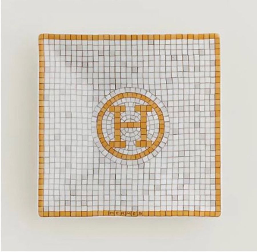 Hermes 愛馬仕金鉑馬賽克款方盤 飾品盤-2