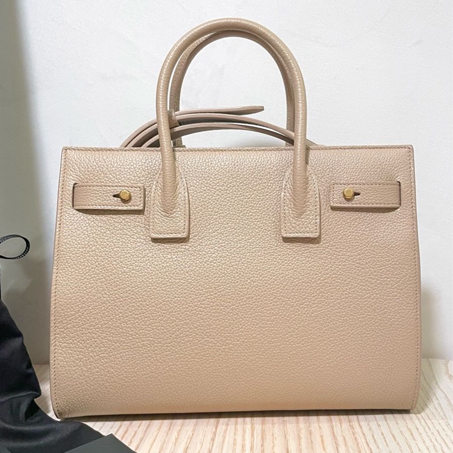 【SAINT LAURENT】【ysl】聖羅蘭 SAC DE JOUR粒面皮革柔軟BABY手袋-深米色-7