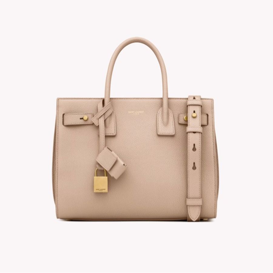 【SAINT LAURENT】【ysl】聖羅蘭 SAC DE JOUR粒面皮革柔軟BABY手袋-深米色-0