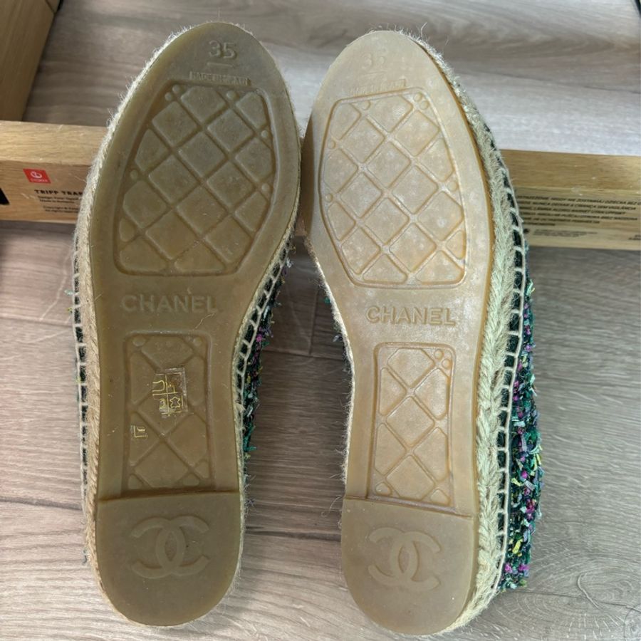 Chanel 香奈兒 草編鞋/漁夫鞋/鉛筆鞋/平底鞋 35號-1
