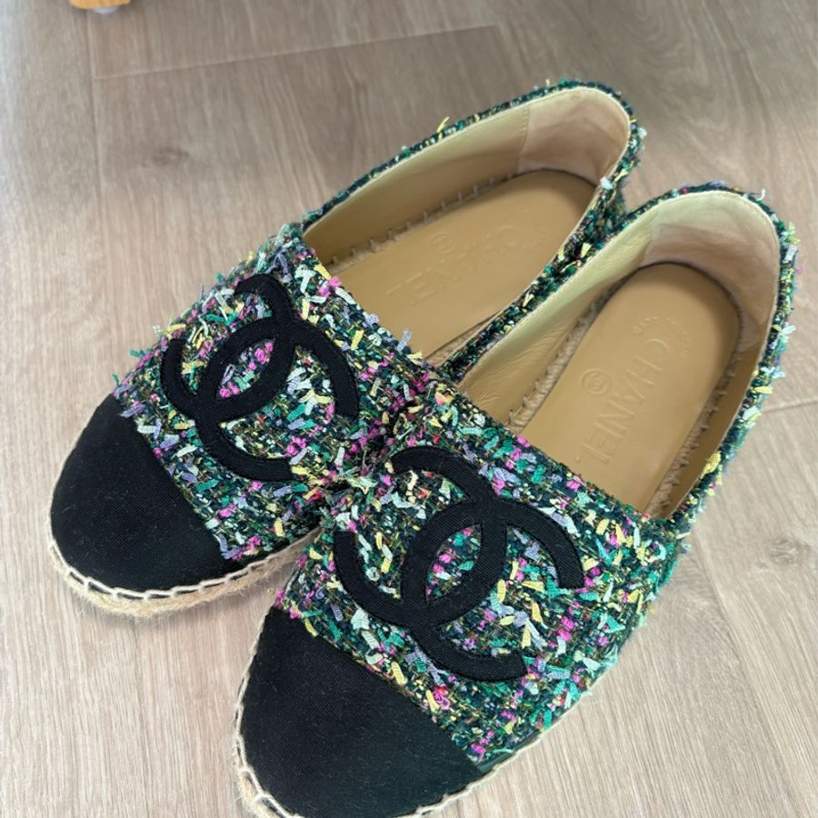 Chanel 香奈兒 草編鞋/漁夫鞋/鉛筆鞋/平底鞋 35號-5