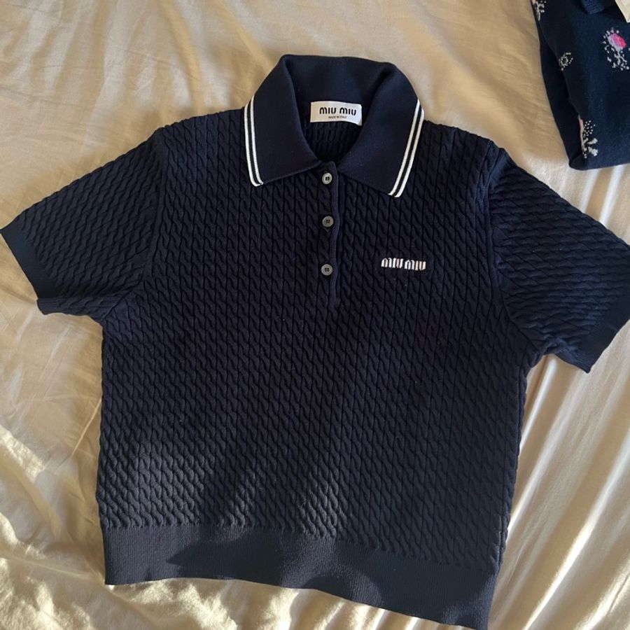 miu miu 張員瑛同款 針織麻花polo衫#36-4