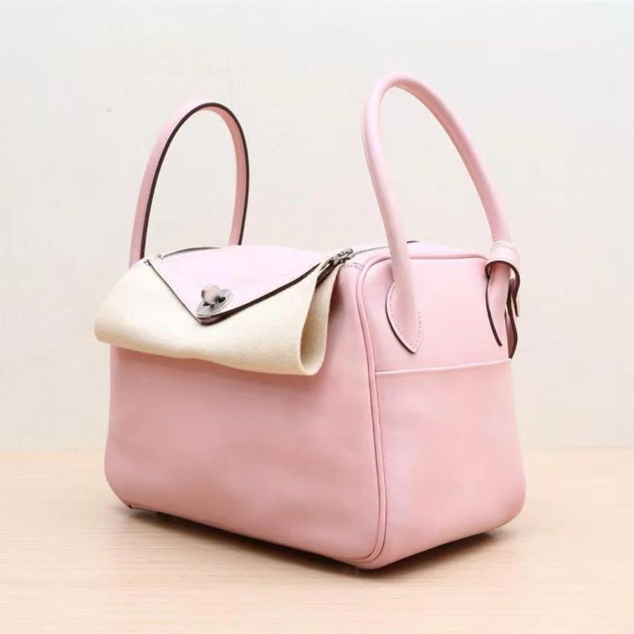 HERMES(愛馬仕) Lindy 26 3Q新櫻花粉 Swift皮 X刻 銀扣-5