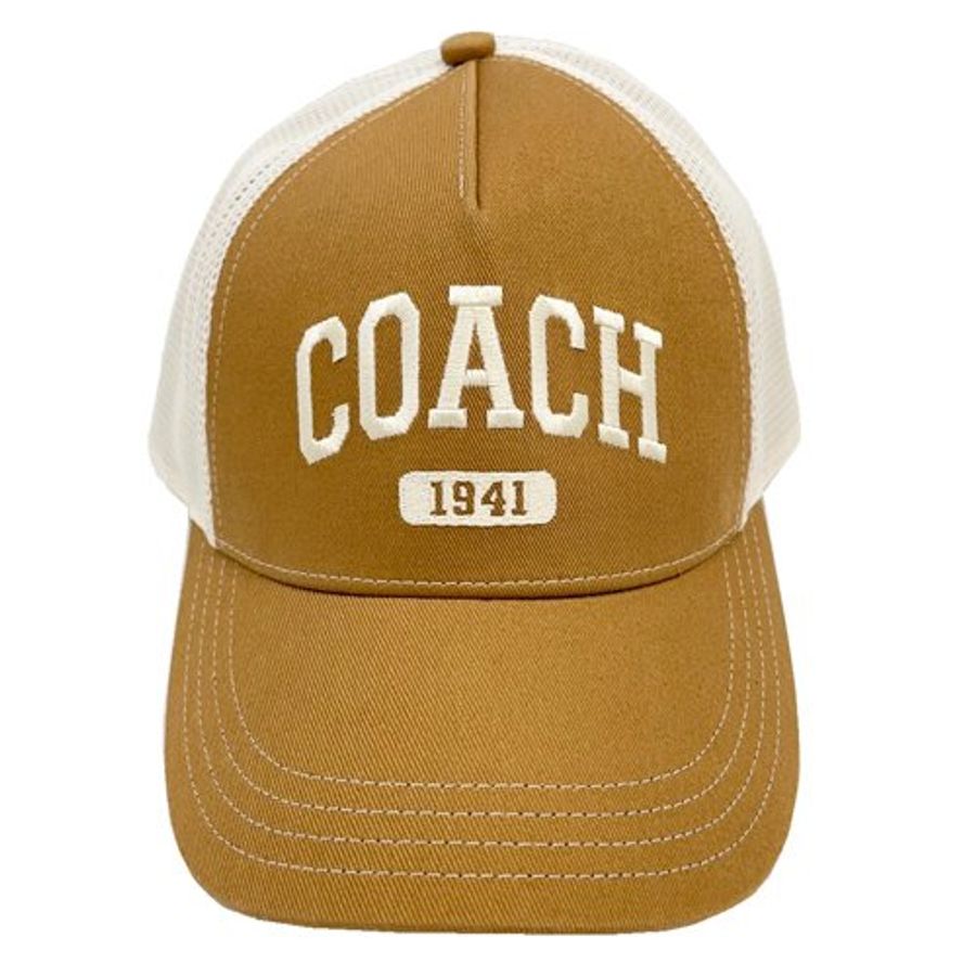 【全新】COACH 字母LOGO牛仔鴨舌/棒球網帽(奶茶色)-0
