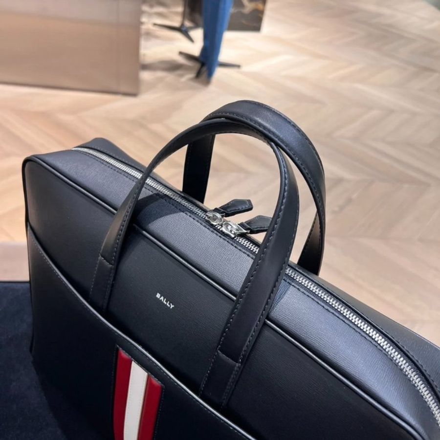 Bally 男款 Mythos 紅白條紋商務公事包 黑色《2024季度★全新商品 》-5