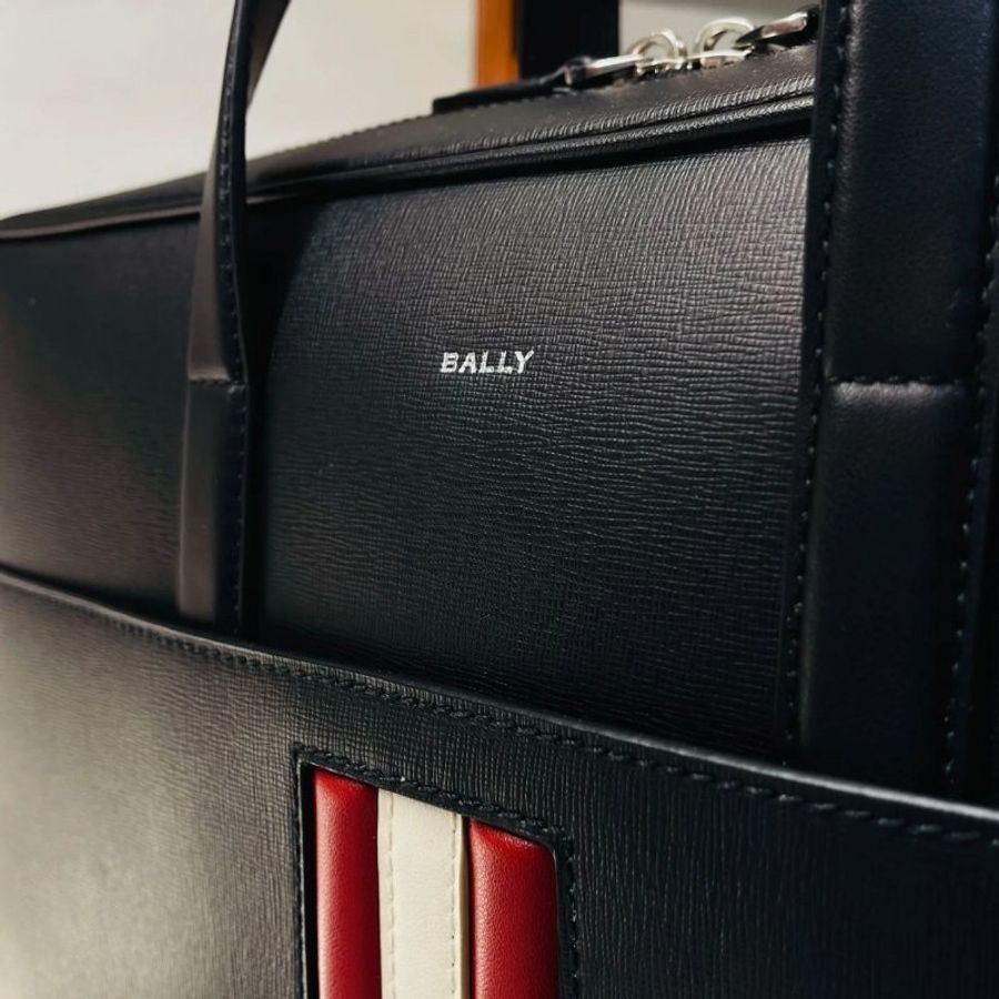 Bally 男款 Mythos 紅白條紋商務公事包 黑色《2024季度★全新商品 》-8