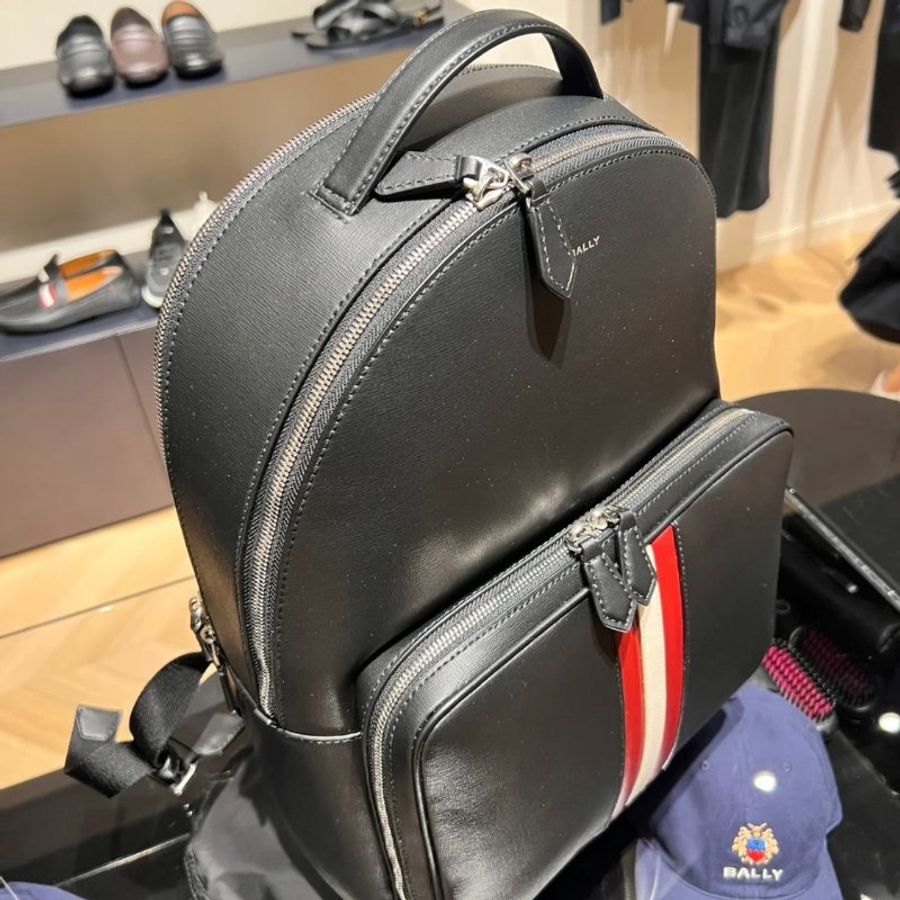 Bally 男款 Mythos 紅白條紋後背包 黑色《2024季度★全新商品 》-2