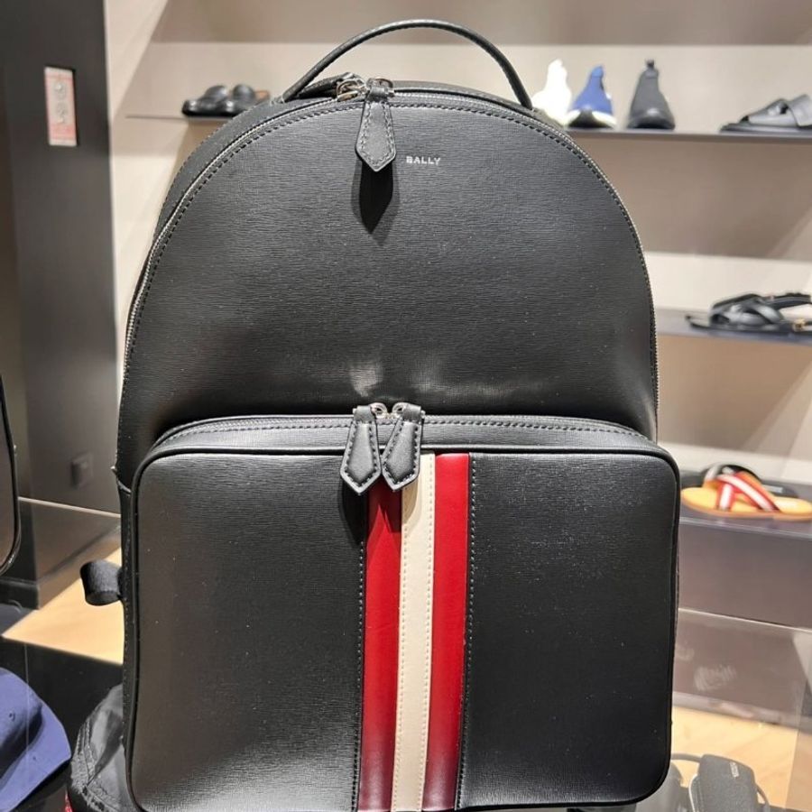 Bally 男款 Mythos 紅白條紋後背包 黑色《2024季度★全新商品 》-3