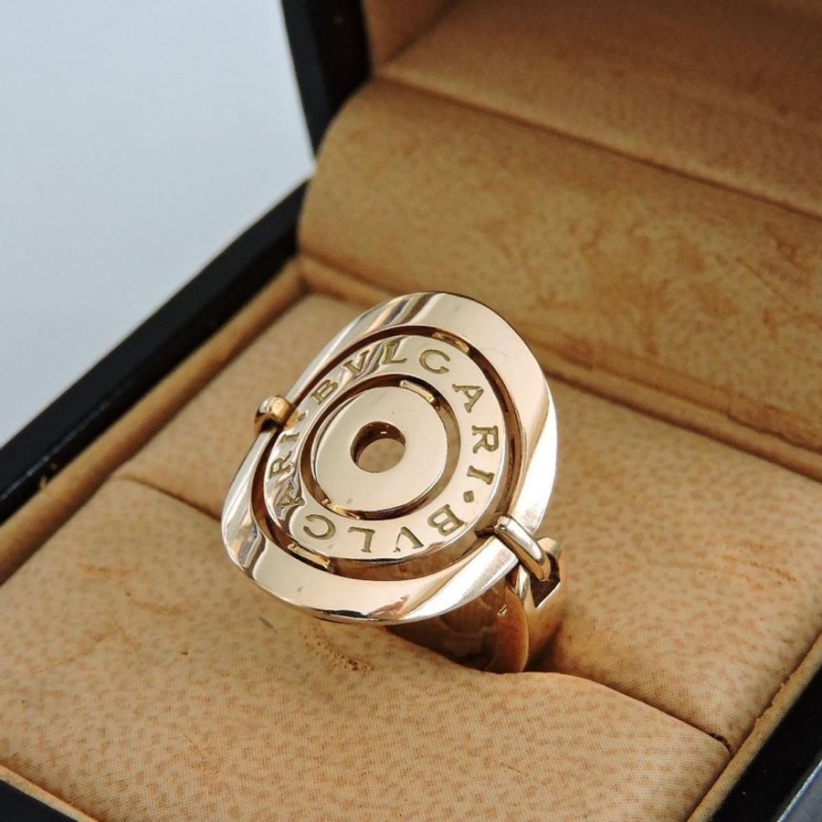 二手真品 BVLGARI 寶格麗 18K金 BULGARI Astrale 同心圓系列 翻轉戒指 53 男戒 女戒-1