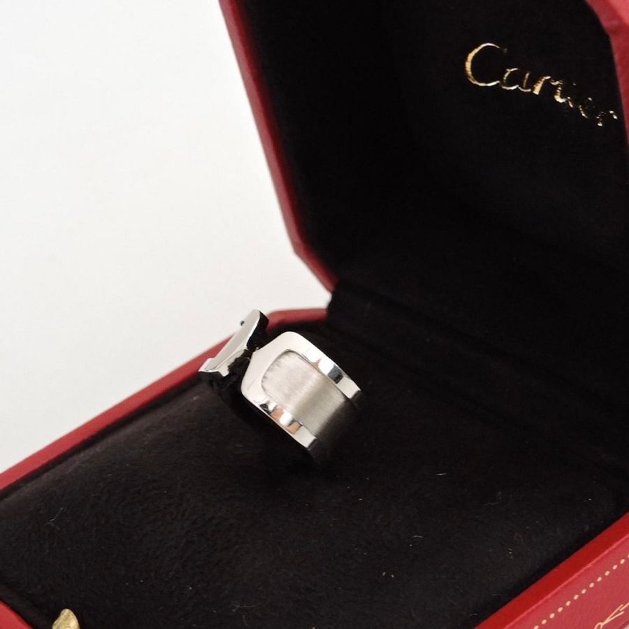 二手 卡地亞 Cartier 18K金 白K金 寬版戒指 男戒 女戒 尾戒 48-3