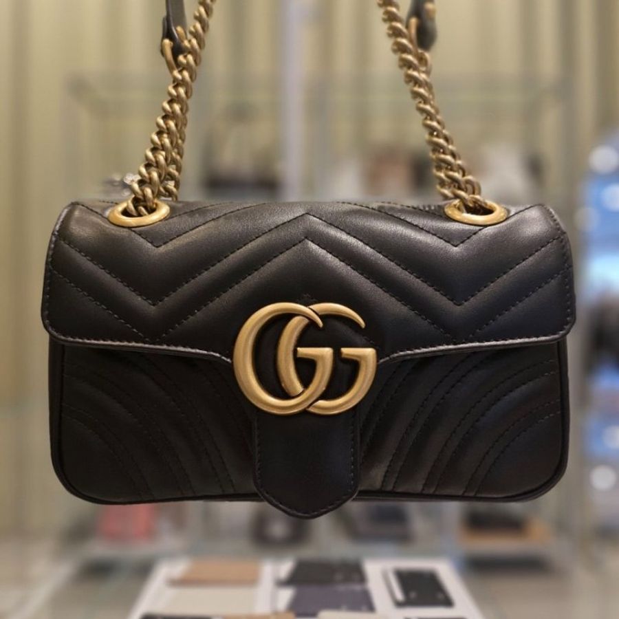 Gucci 446744 迷你衍縫 GG Marmont 包 黑色《當季專櫃正售★全新商品 》-7