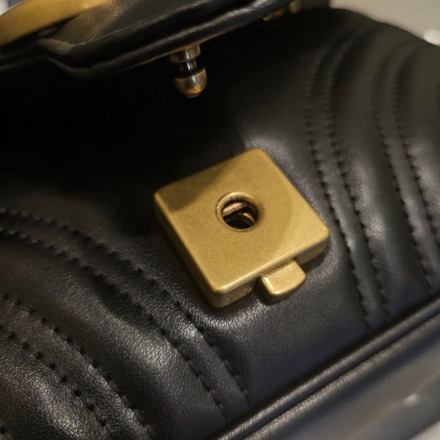 Gucci 446744 迷你衍縫 GG Marmont 包 黑色《當季專櫃正售★全新商品 》-10