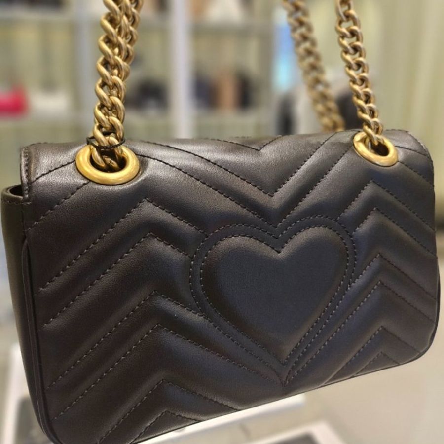 Gucci 446744 迷你衍縫 GG Marmont 包 黑色《當季專櫃正售★全新商品 》-11